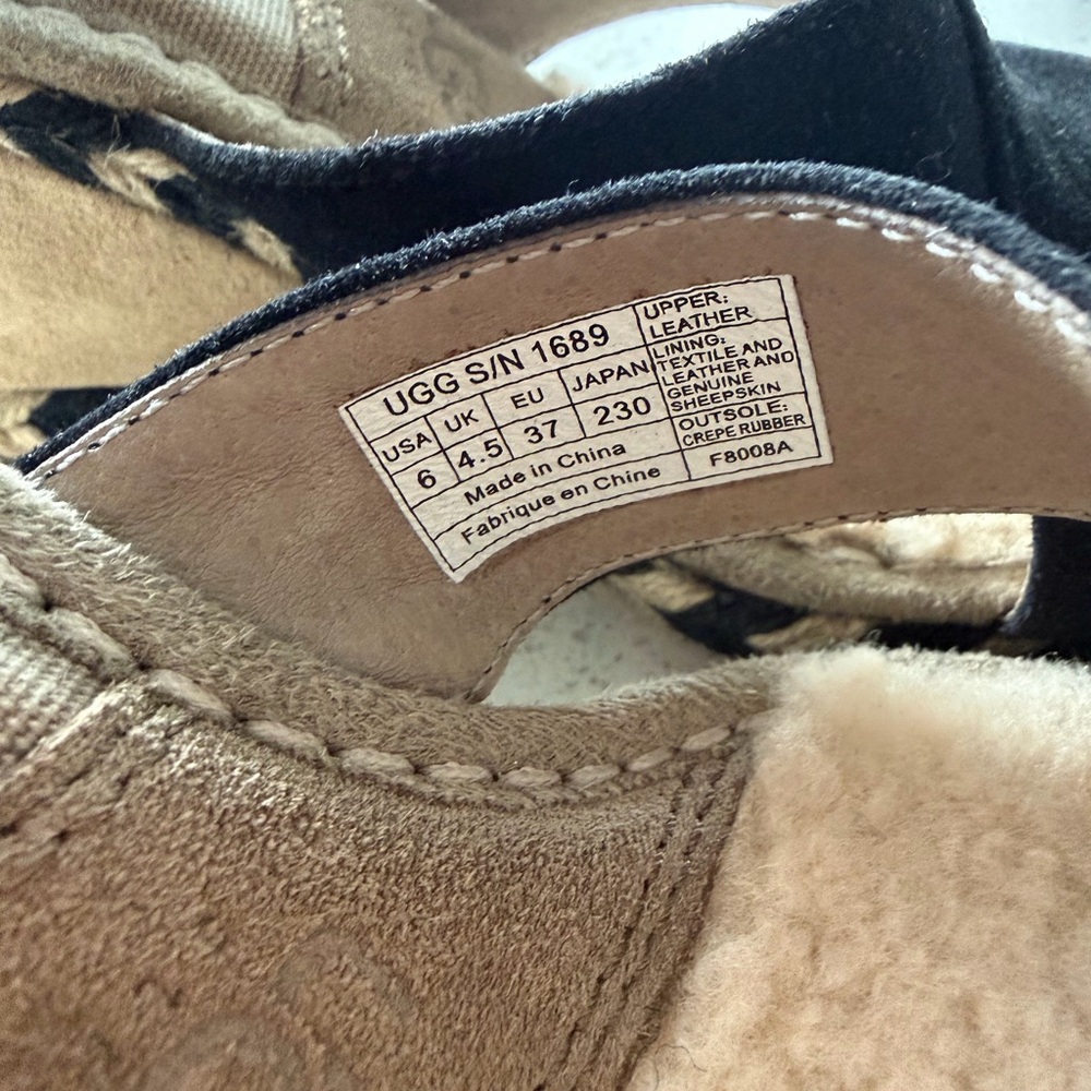 UGG Black Suede Wedge Sandals with Plush Insole 5 size new - Picture 2 of 5